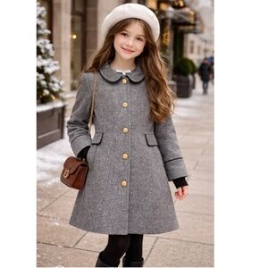 Brooks Brothers Red Fleece Children's Classic Peter Pan Collared Wool Coat